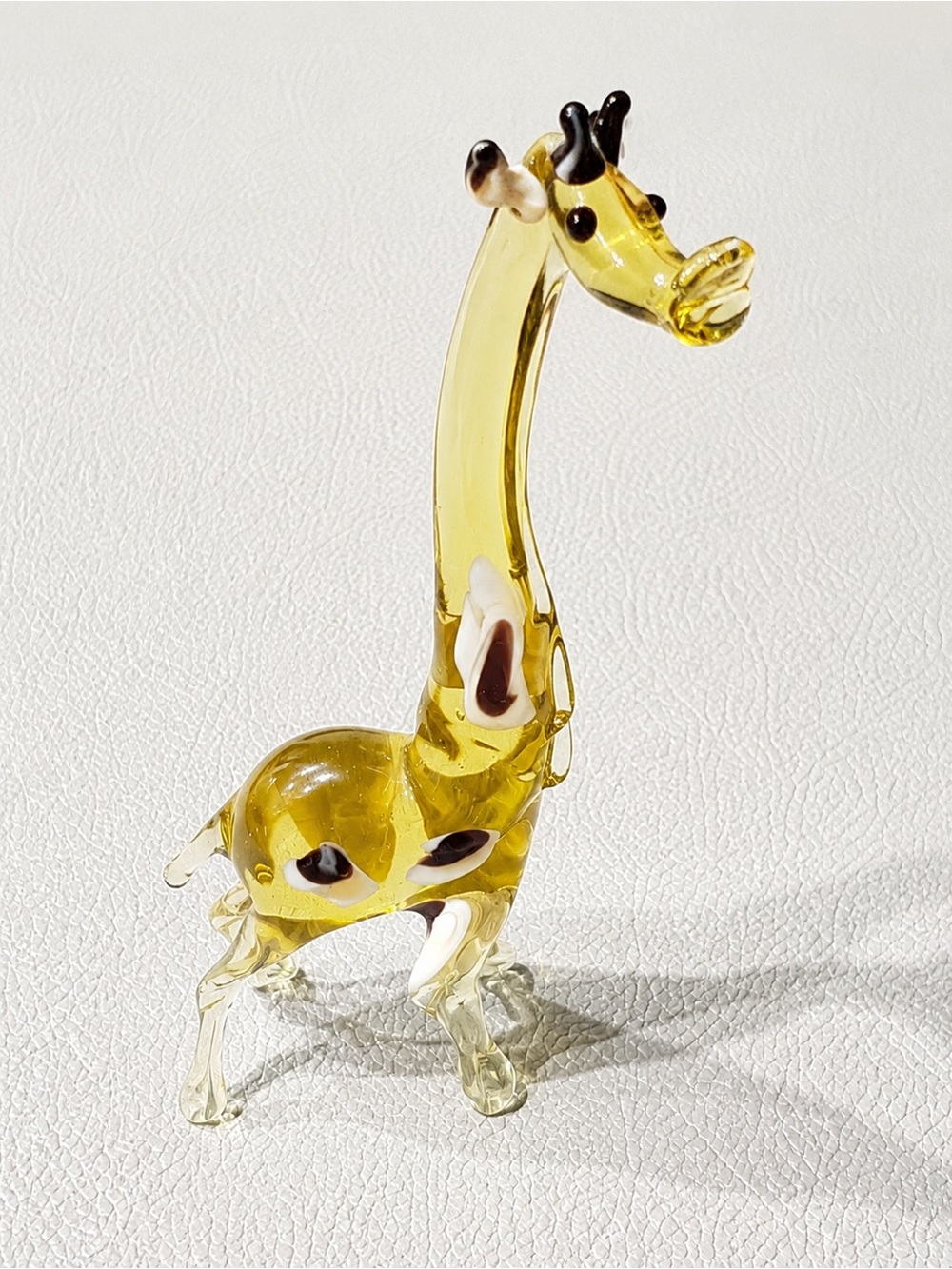 Yellow Glass Giraffe Figurine Decorative Accent